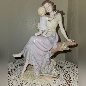 Elegant Pastel Mother and Child Figurine - Vintage